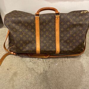 Vintage Louis Vuitton Monogram Keepall Bandolier 55 Duffle Bag w/ Original Strap